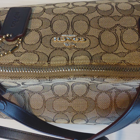 ๐VINTAGE ๐ COACH Zip Top Tote in Signature Jacquard Khaki/Brown - Picture 13 of 15